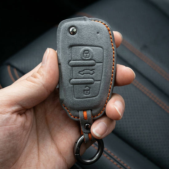 Audi Hand Stitched Alcantara Key Fob Cover Folding 3-button Key Video