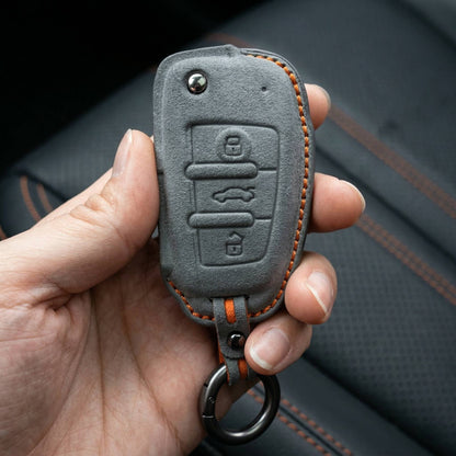 Audi Hand Stitched Alcantara Key Fob Cover Folding 3-button Key Video
