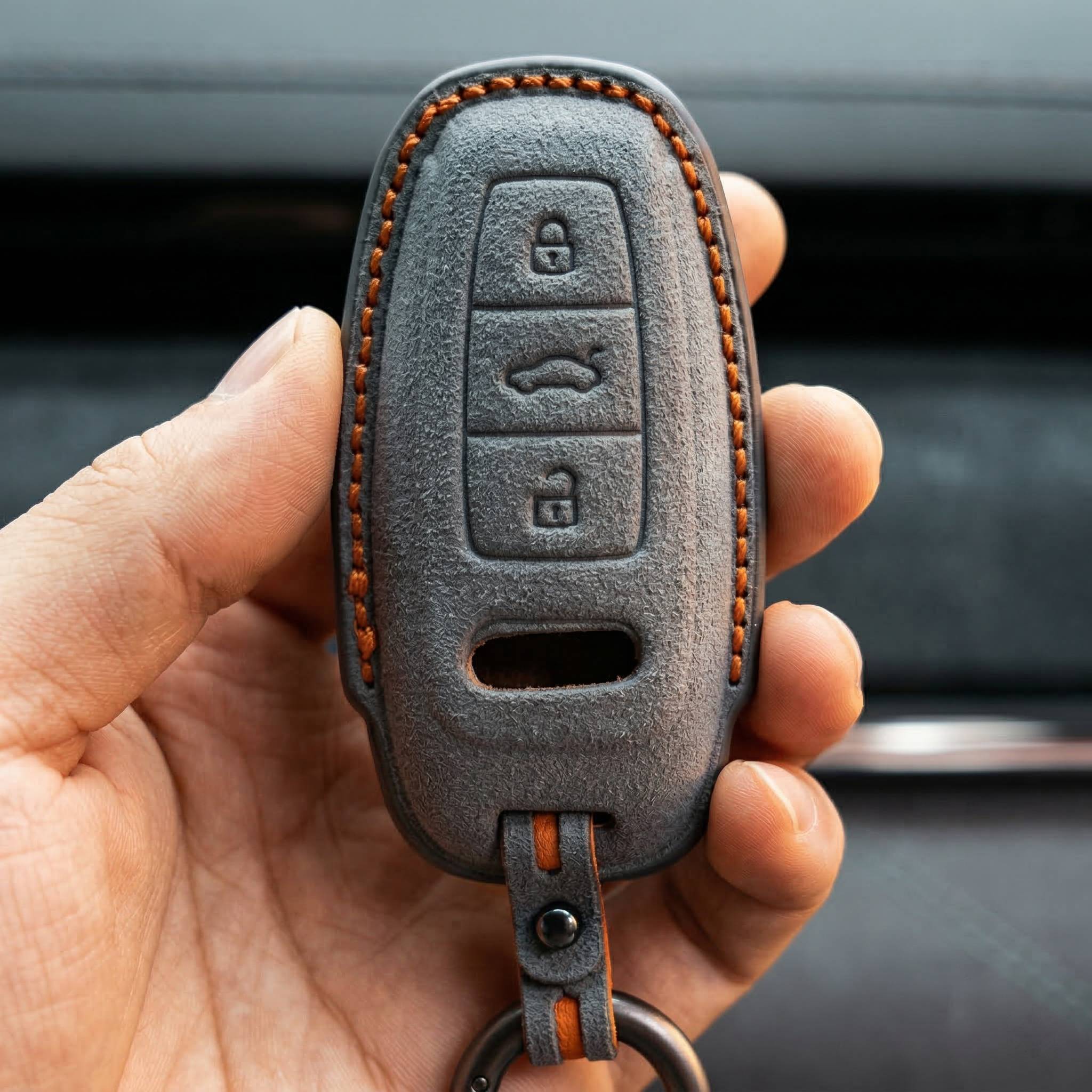 Audi Hand Stitched Alcantara Key Fob Cover Aero 3-button Smart Fob Video