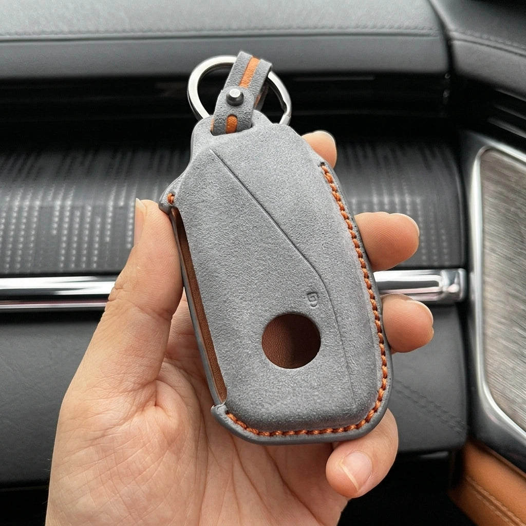BMW Hand Stitched Alcantara Key Fob Cover Side Button Wedge Video