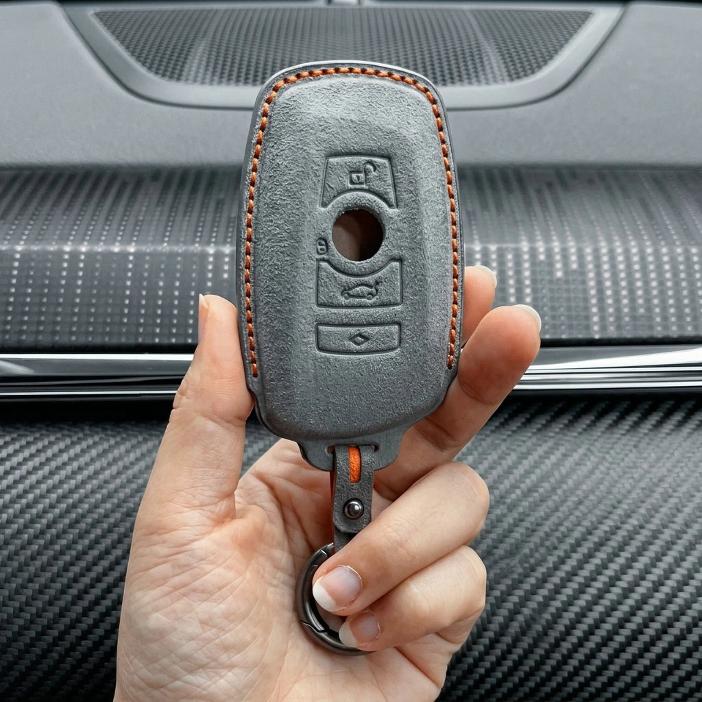 BMW Hand Stitched Alcantara Key Fob Cover Symmetric Smart Fob Video