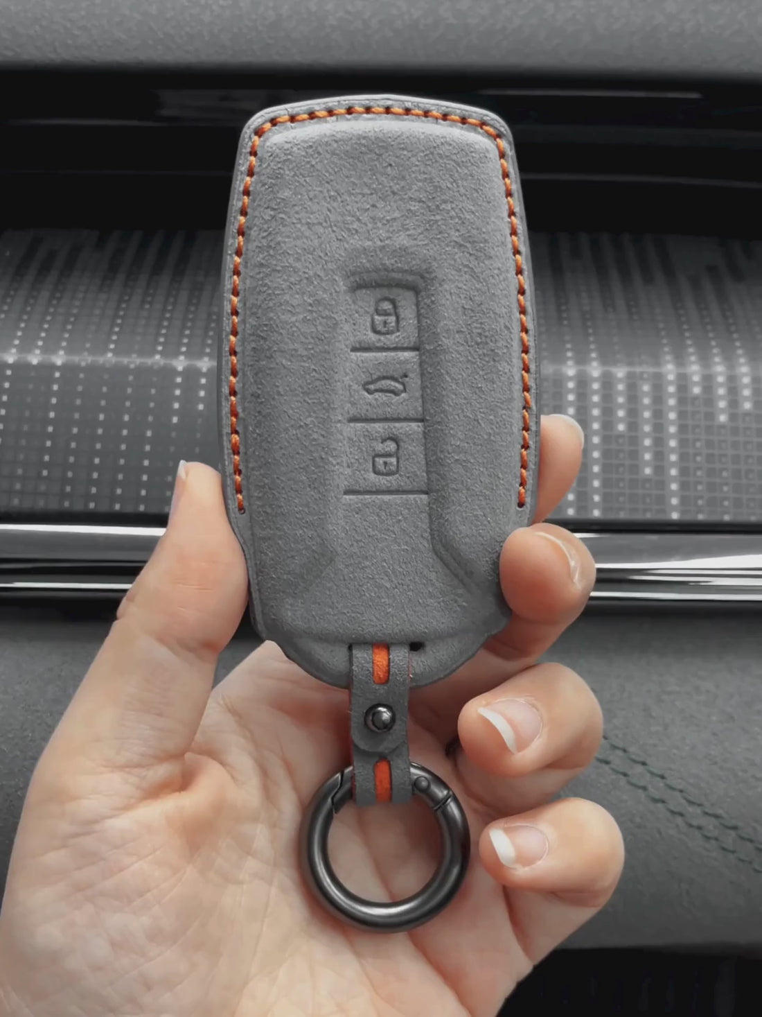 Volkswagen Hand-Stitched Alcantara Key Fob Cover - Shield-Style 3-Button
