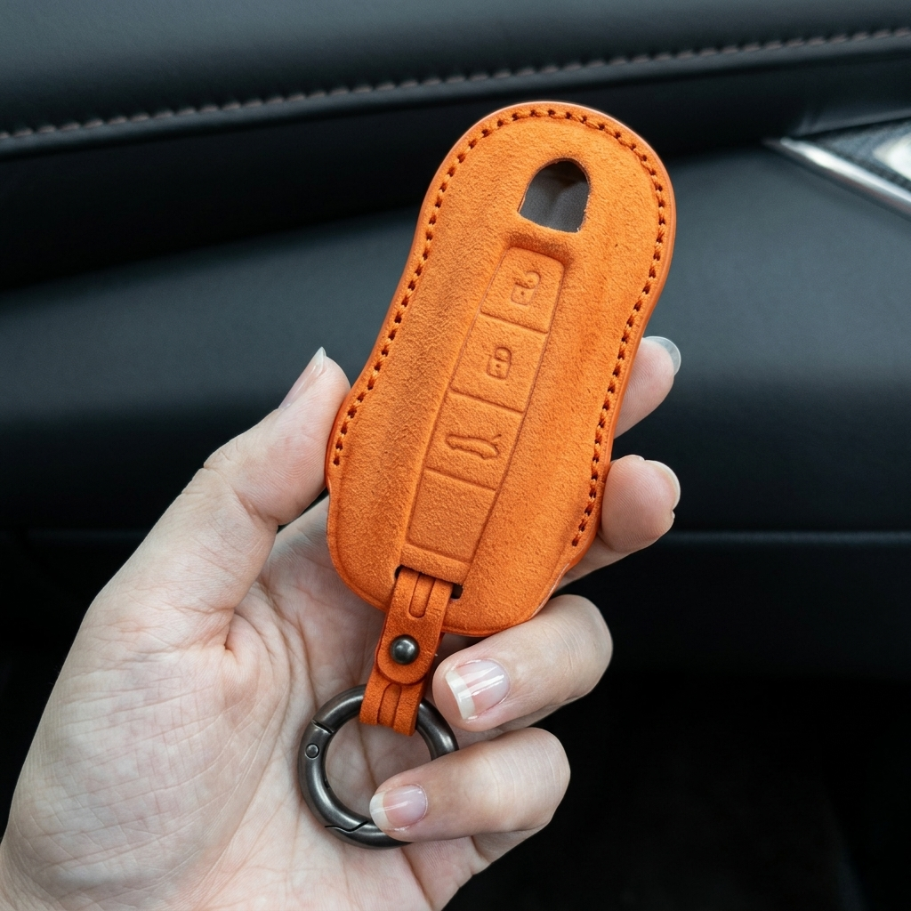 Porsche Hand Stitched Alcantara Key Fob Cover Signature Car Shape Video