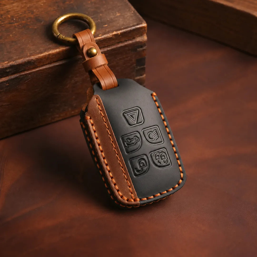 Range Rover Hand-Crafted Leather Key Fob Cover – Block 5-Button - Black