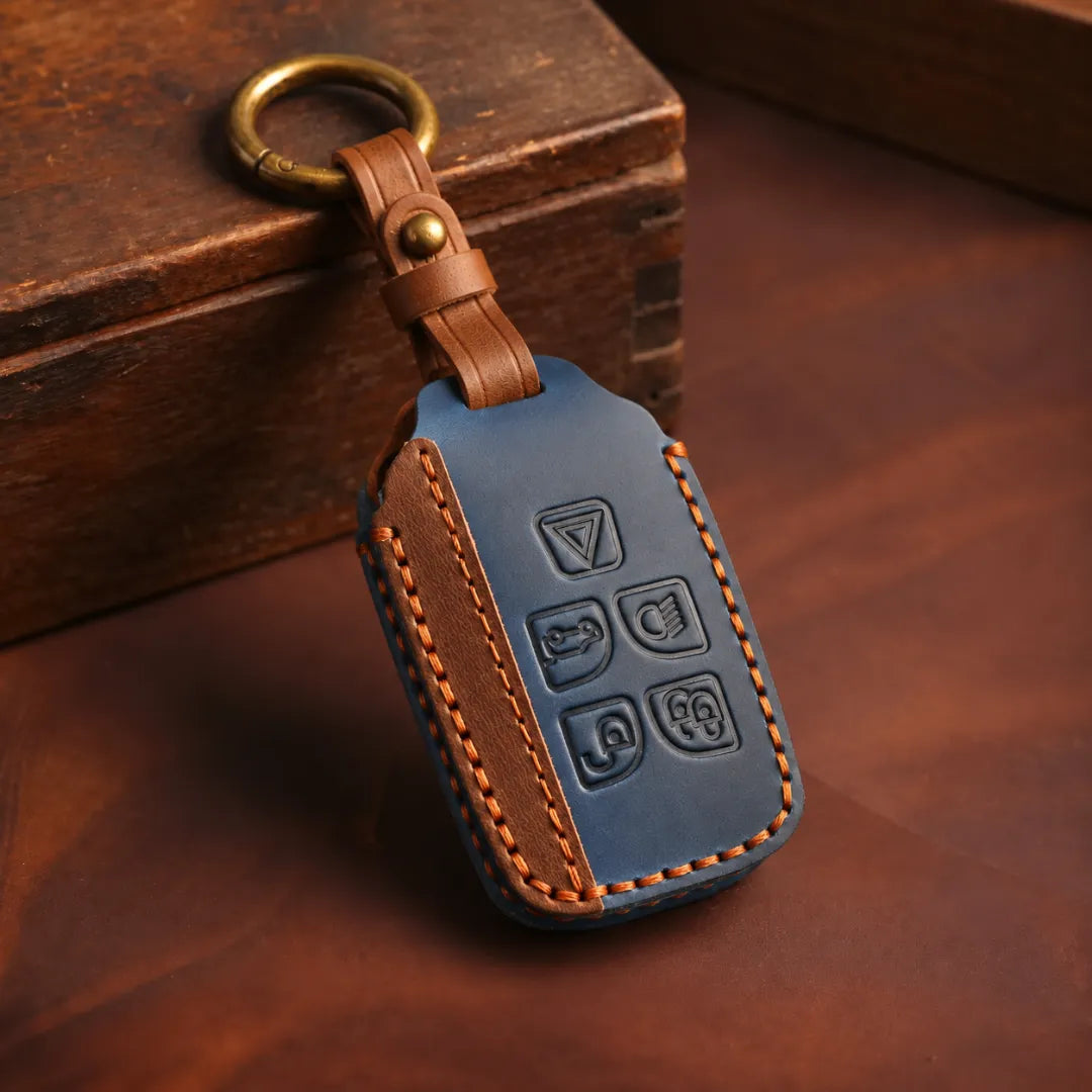 Range Rover Hand-Crafted Leather Key Fob Cover – Block 5-Button - Navy