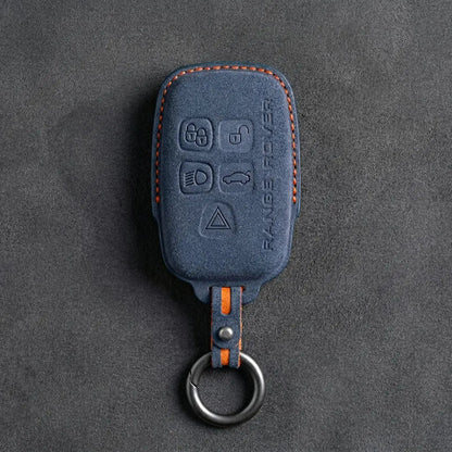Range Rover Hand - Stitched Alcantara Key Fob Cover - Block 5 - Button - Cobalt blue