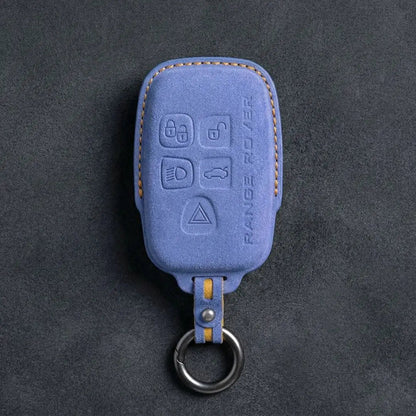 Range Rover Hand - Stitched Alcantara Key Fob Cover - Block 5 - Button - Cornflower blue