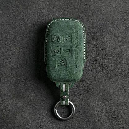 Range Rover Hand - Stitched Alcantara Key Fob Cover - Block 5 - Button - Dark forest green