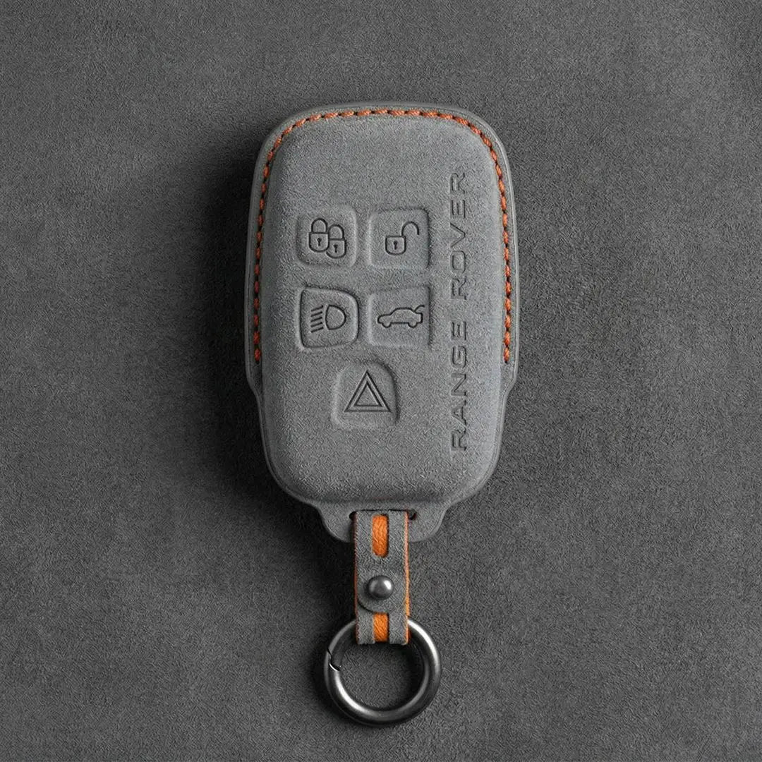 Range Rover Hand - Stitched Alcantara Key Fob Cover - Block 5 - Button - Dark gray