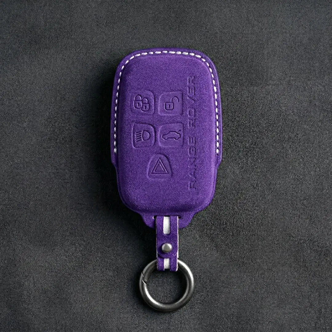 Range Rover Hand - Stitched Alcantara Key Fob Cover - Block 5 - Button - Dark purple