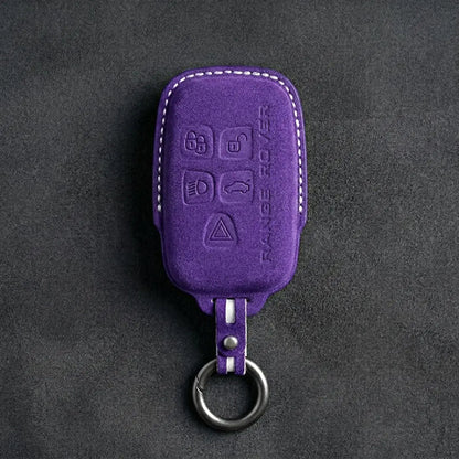 Range Rover Hand - Stitched Alcantara Key Fob Cover - Block 5 - Button - Dark purple