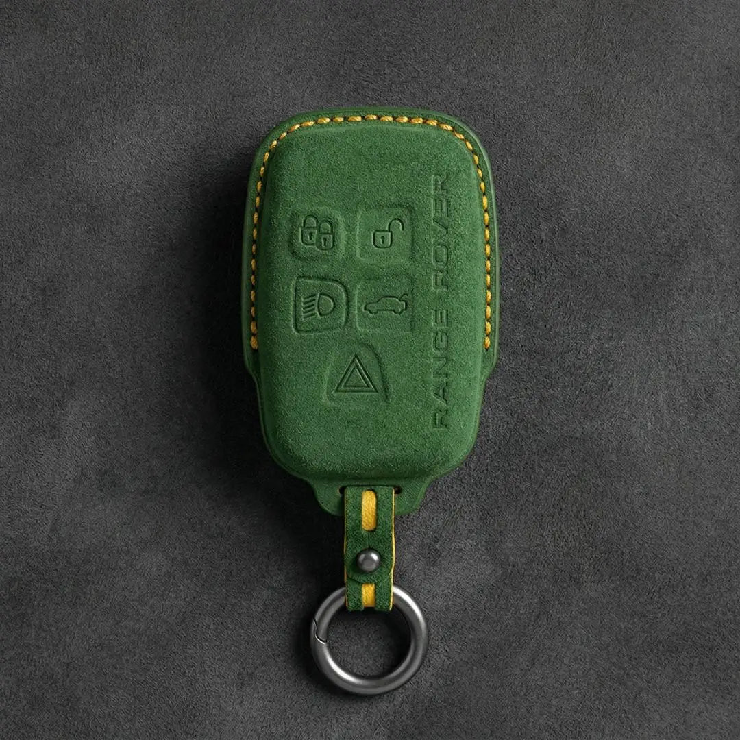 Range Rover Hand Stitched Alcantara Key Fob Cover Block 5 Button Grass Green