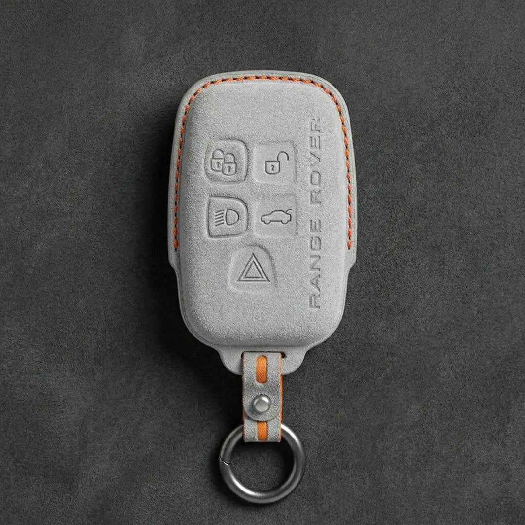 Range Rover Hand Stitched Alcantara Key Fob Cover Block 5 Button White
