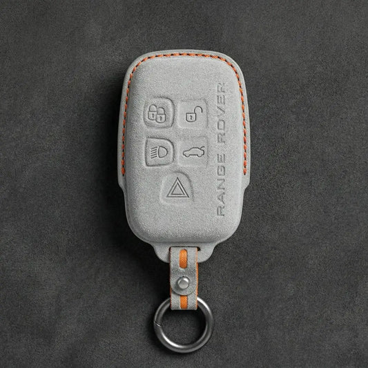 Range Rover Hand Stitched Alcantara Key Fob Cover Block 5 Button White