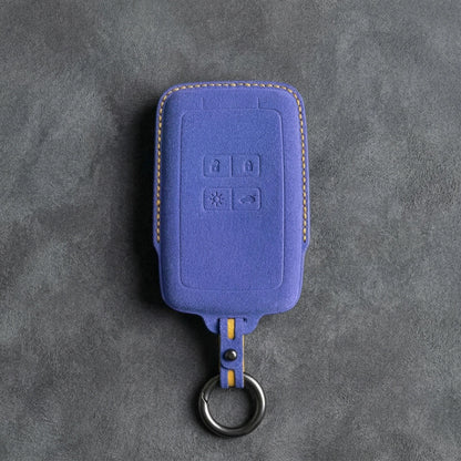 Renault Hand - Stitched Alcantara Key Fob Cover - Smart Card 4 - Button - Cornflower blue