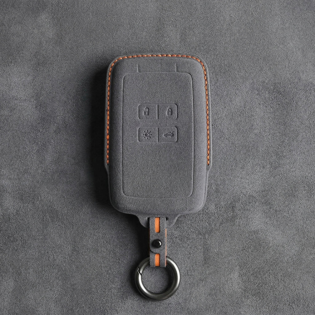 Renault Hand - Stitched Alcantara Key Fob Cover - Smart Card 4 - Button - Dark gray