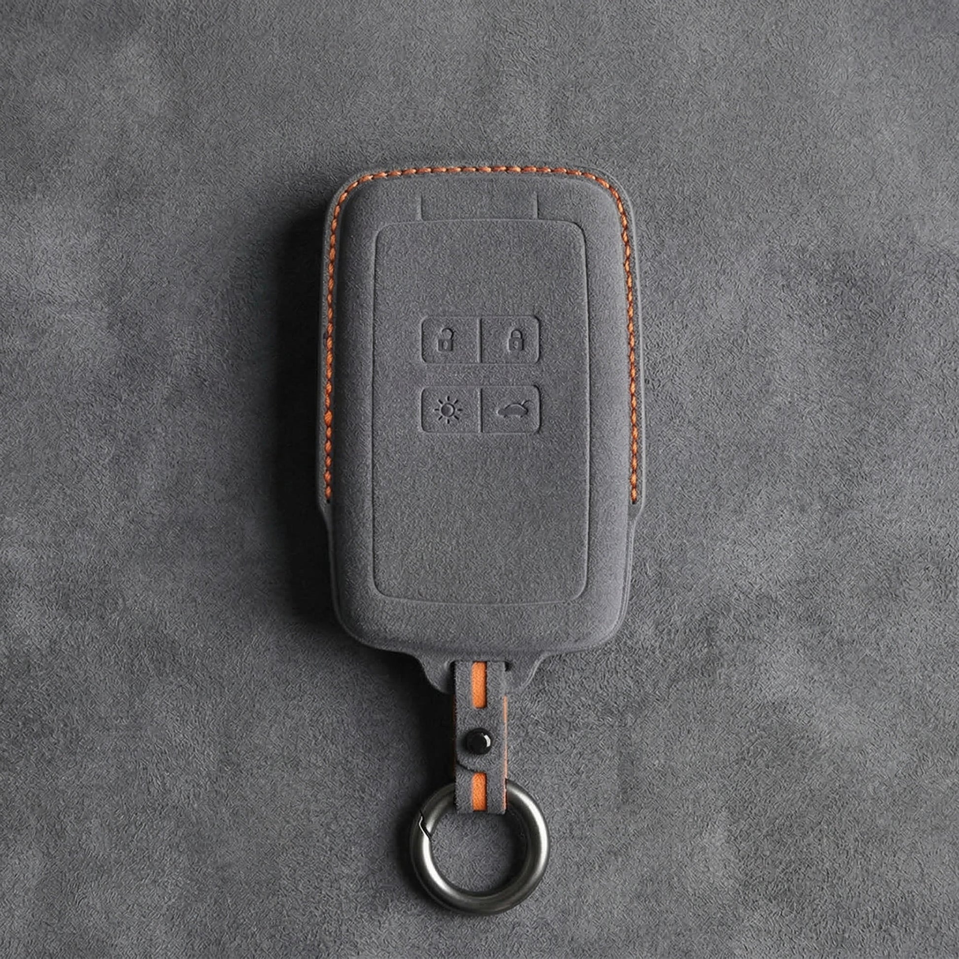 Renault Hand - Stitched Alcantara Key Fob Cover - Smart Card 4 - Button - Dark gray
