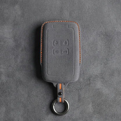 Renault Hand - Stitched Alcantara Key Fob Cover - Smart Card 4 - Button - Dark gray