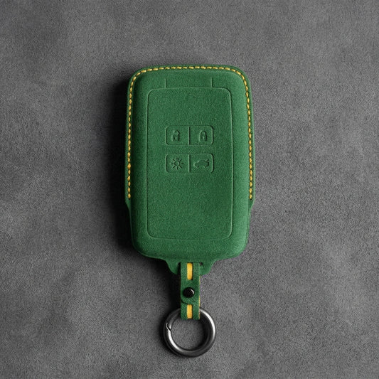 Renault Hand - Stitched Alcantara Key Fob Cover - Smart Card 4 - Button - Grass green