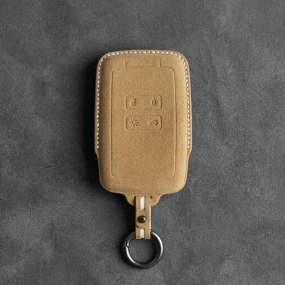 Renault Hand - Stitched Alcantara Key Fob Cover - Smart Card 4 - Button - Soft brown