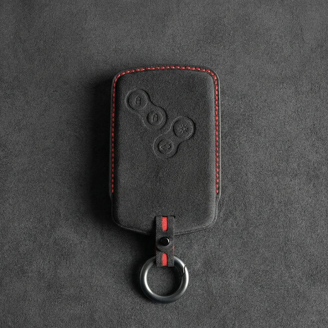 Renault Hand - Stitched Alcantara Key Fob Cover – Smart Key Card - Dark charcoal