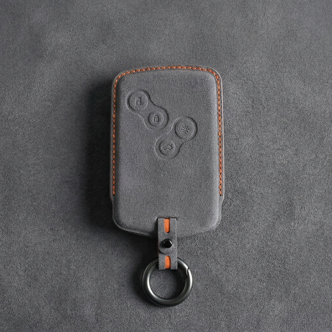 Renault Hand - Stitched Alcantara Key Fob Cover – Smart Key Card - Dark gray