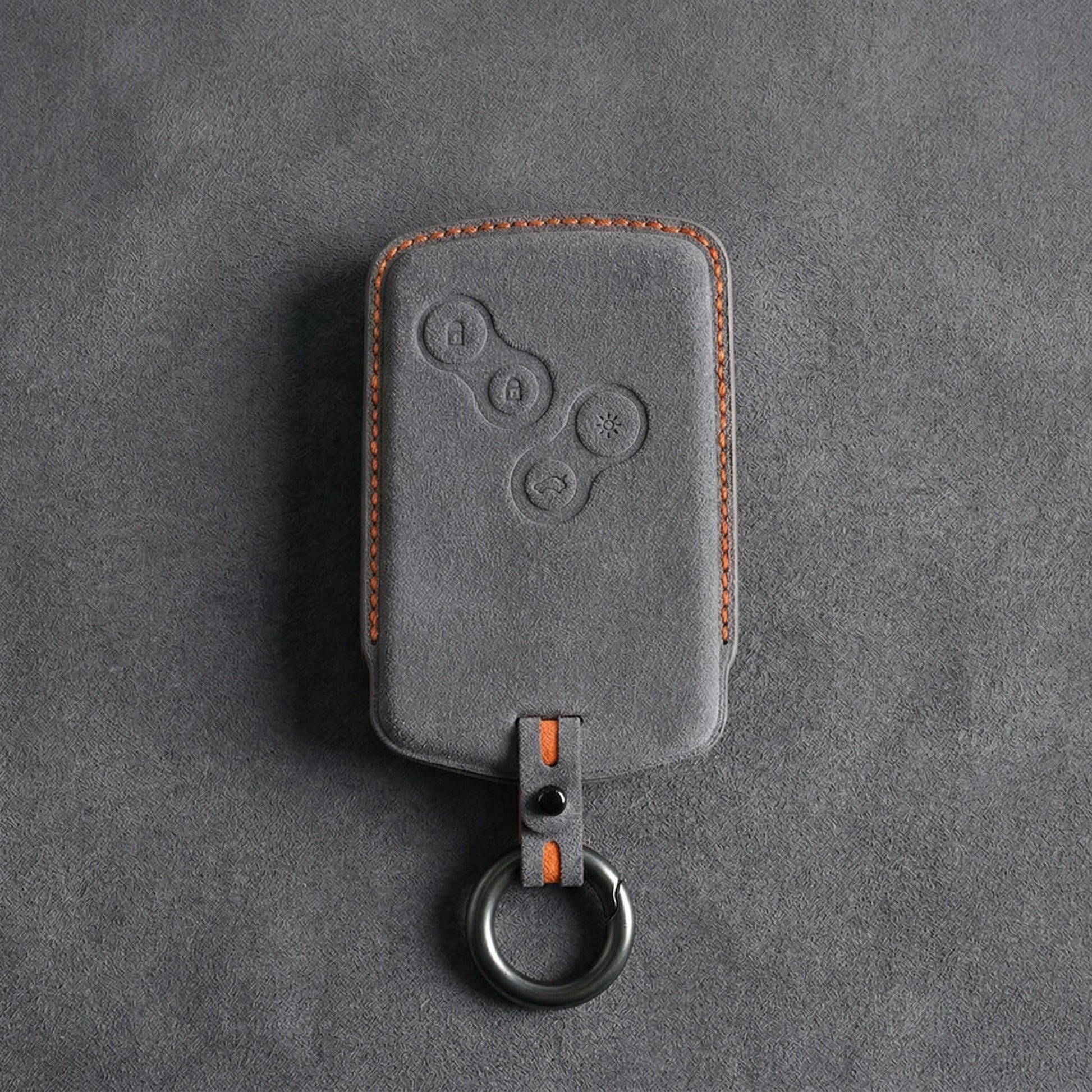 Renault Hand - Stitched Alcantara Key Fob Cover – Smart Key Card - Dark gray