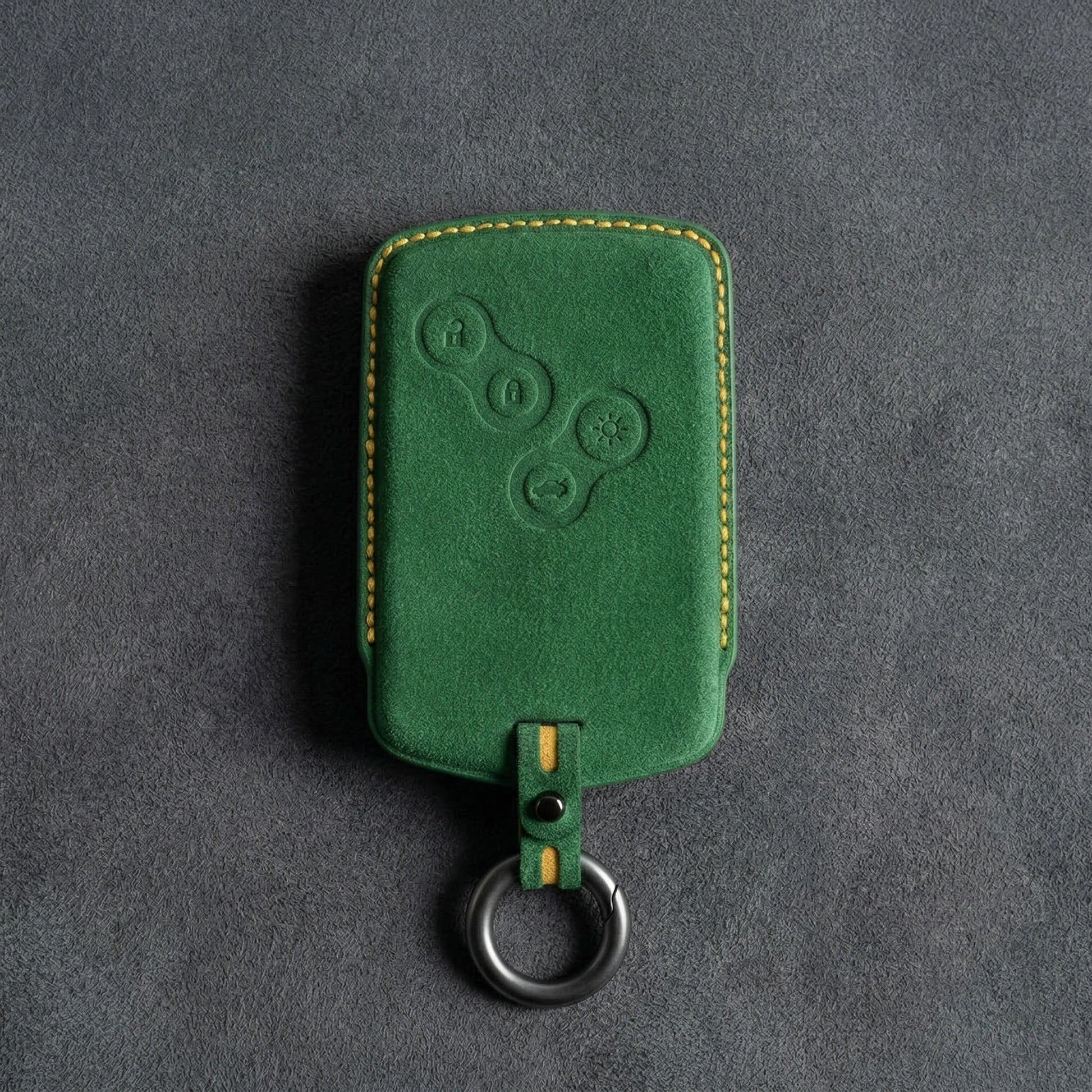 Renault Hand - Stitched Alcantara Key Fob Cover – Smart Key Card - Grass green