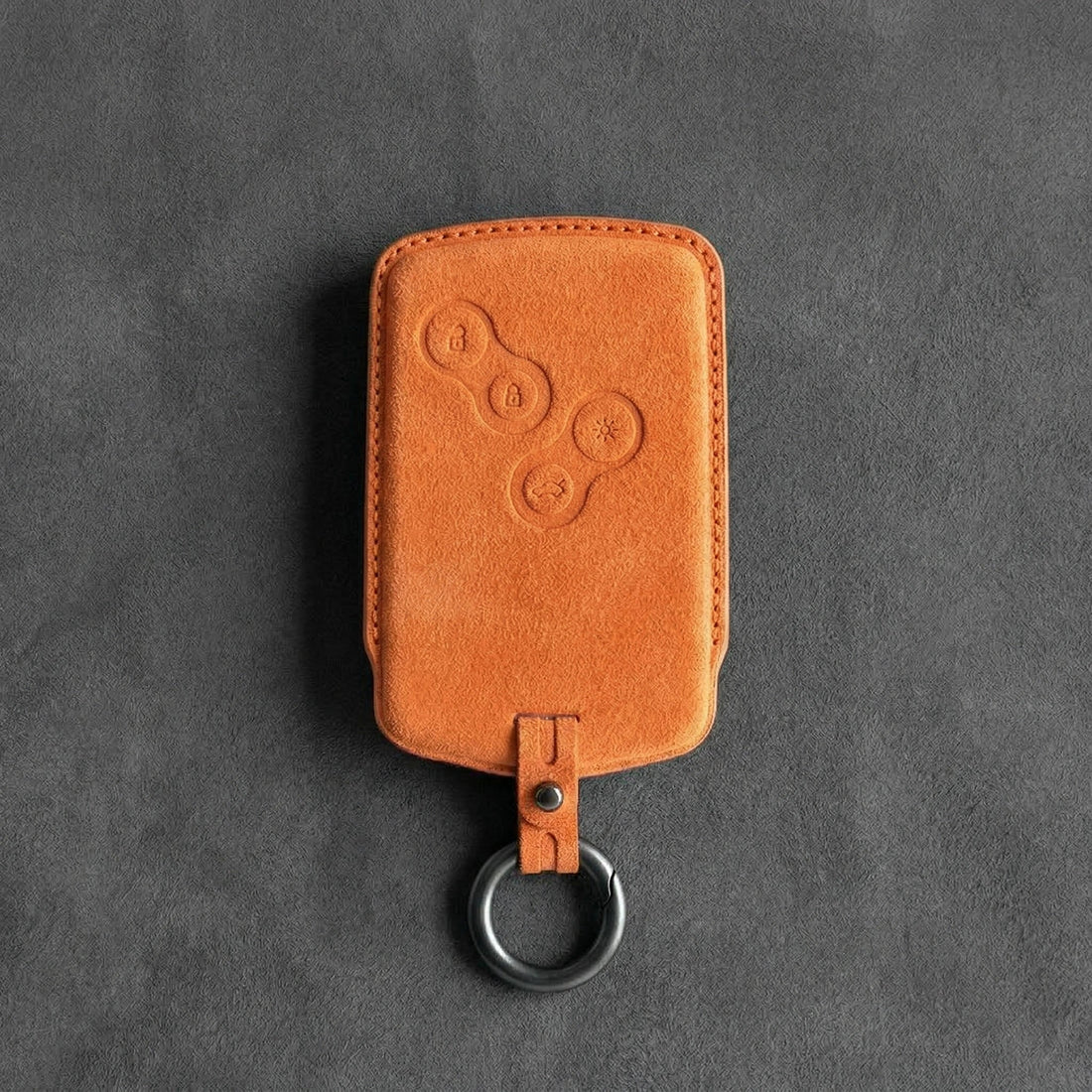 Renault Hand - Stitched Alcantara Key Fob Cover – Smart Key Card - Orange