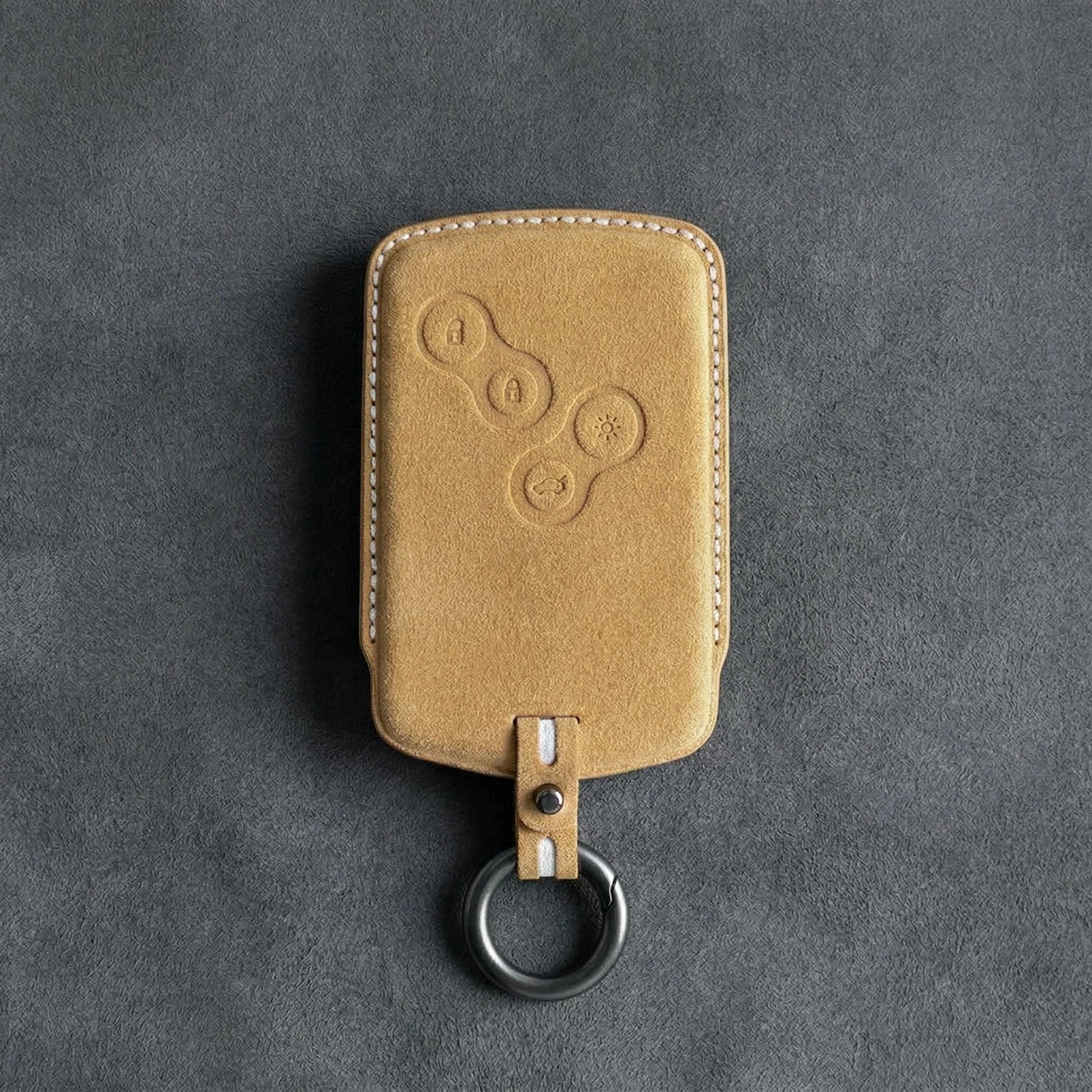 Renault Hand - Stitched Alcantara Key Fob Cover – Smart Key Card - Soft brown