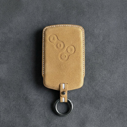 Renault Hand - Stitched Alcantara Key Fob Cover – Smart Key Card - Soft brown