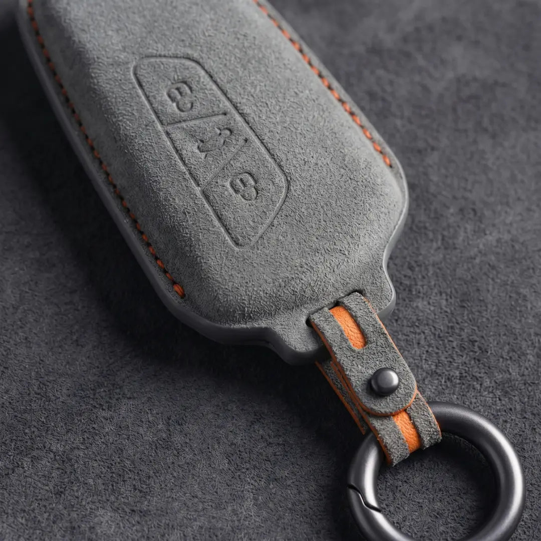 Seat Hand - Stitched Alcantara Key Fob Cover – Asymmetric Blade Key - Dark gray