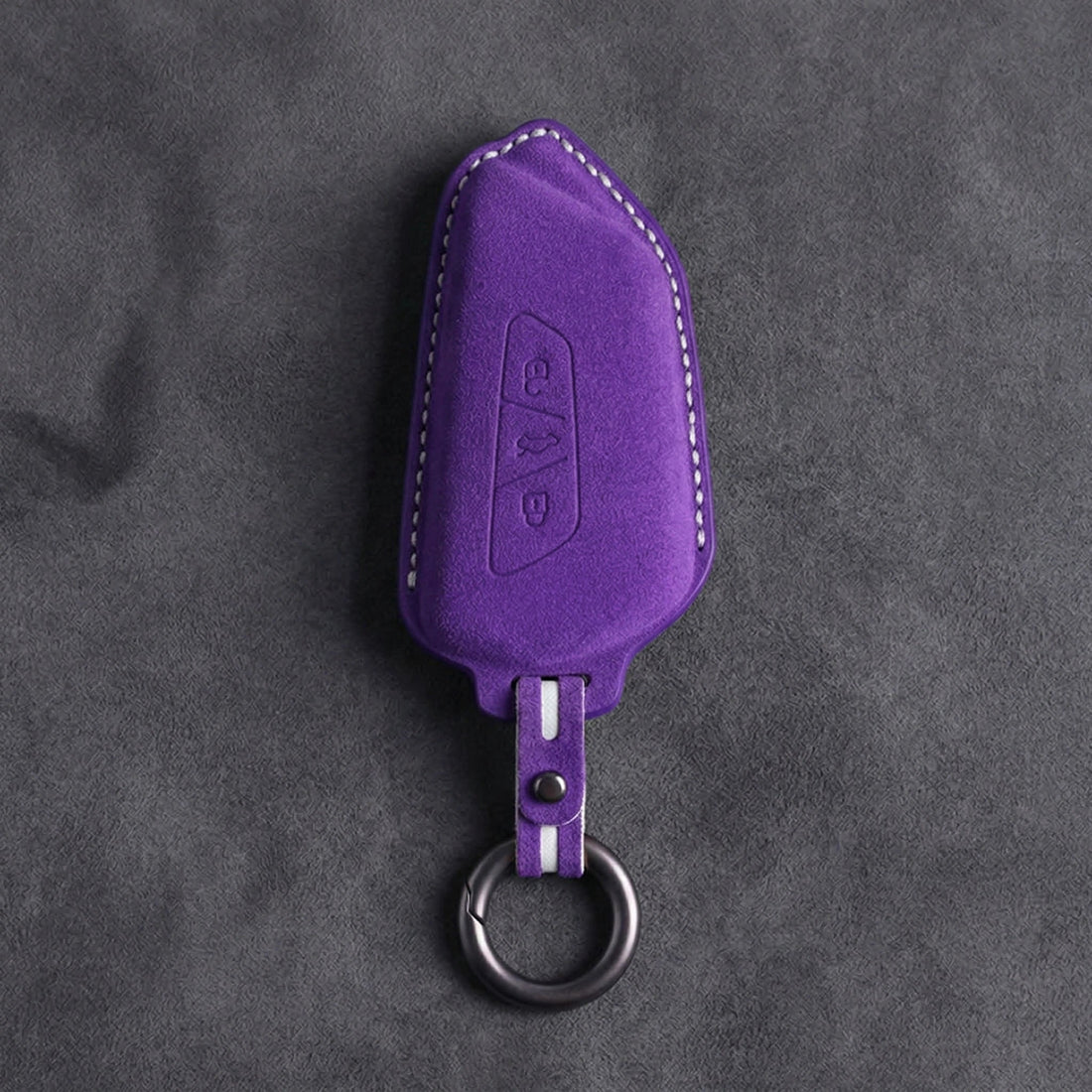 Seat Hand - Stitched Alcantara Key Fob Cover – Asymmetric Blade Key - Dark purple
