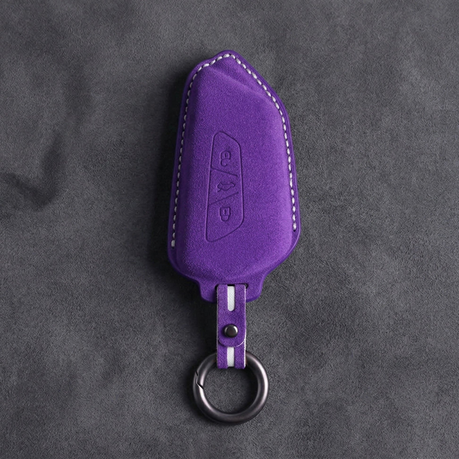 Seat Hand - Stitched Alcantara Key Fob Cover – Asymmetric Blade Key - Dark purple
