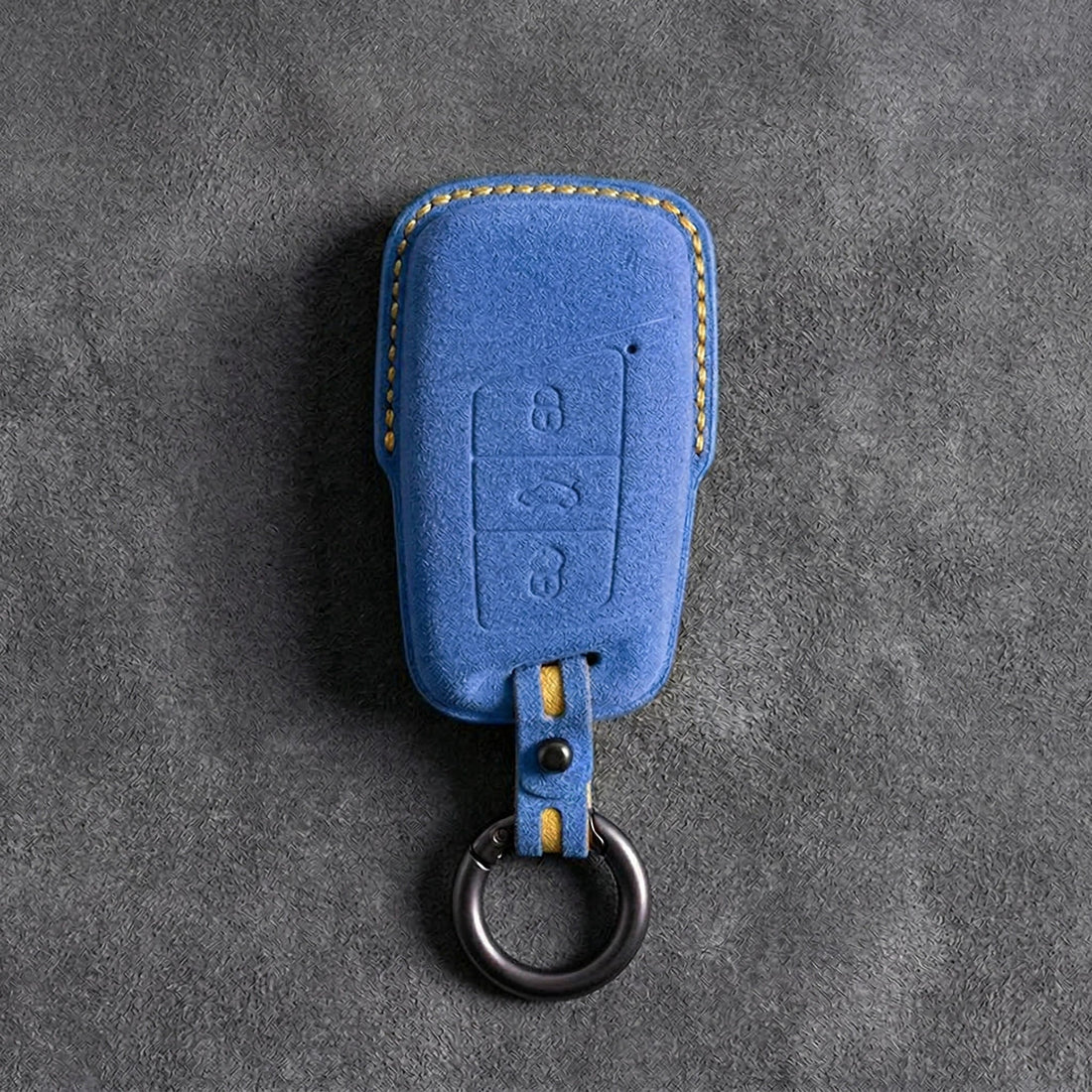 Seat Hand - Stitched Alcantara Key Fob Cover – Chrome - Top Smart Key - Cornflower blue