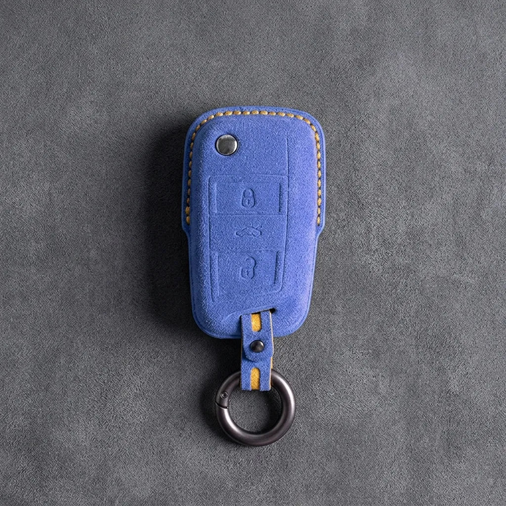 Seat Hand - Stitched Alcantara Key Fob Cover – Geometric Flip Key 3 - Button - Cornflower blue
