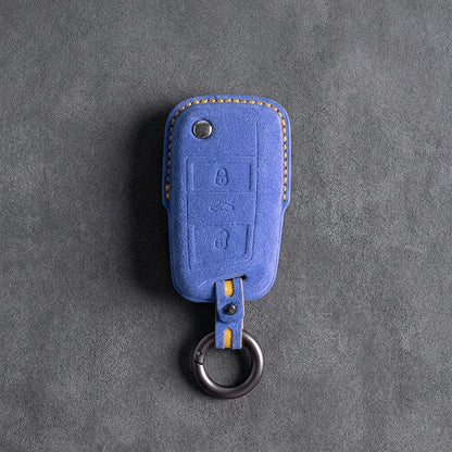 Seat Hand - Stitched Alcantara Key Fob Cover – Geometric Flip Key 3 - Button - Cornflower blue