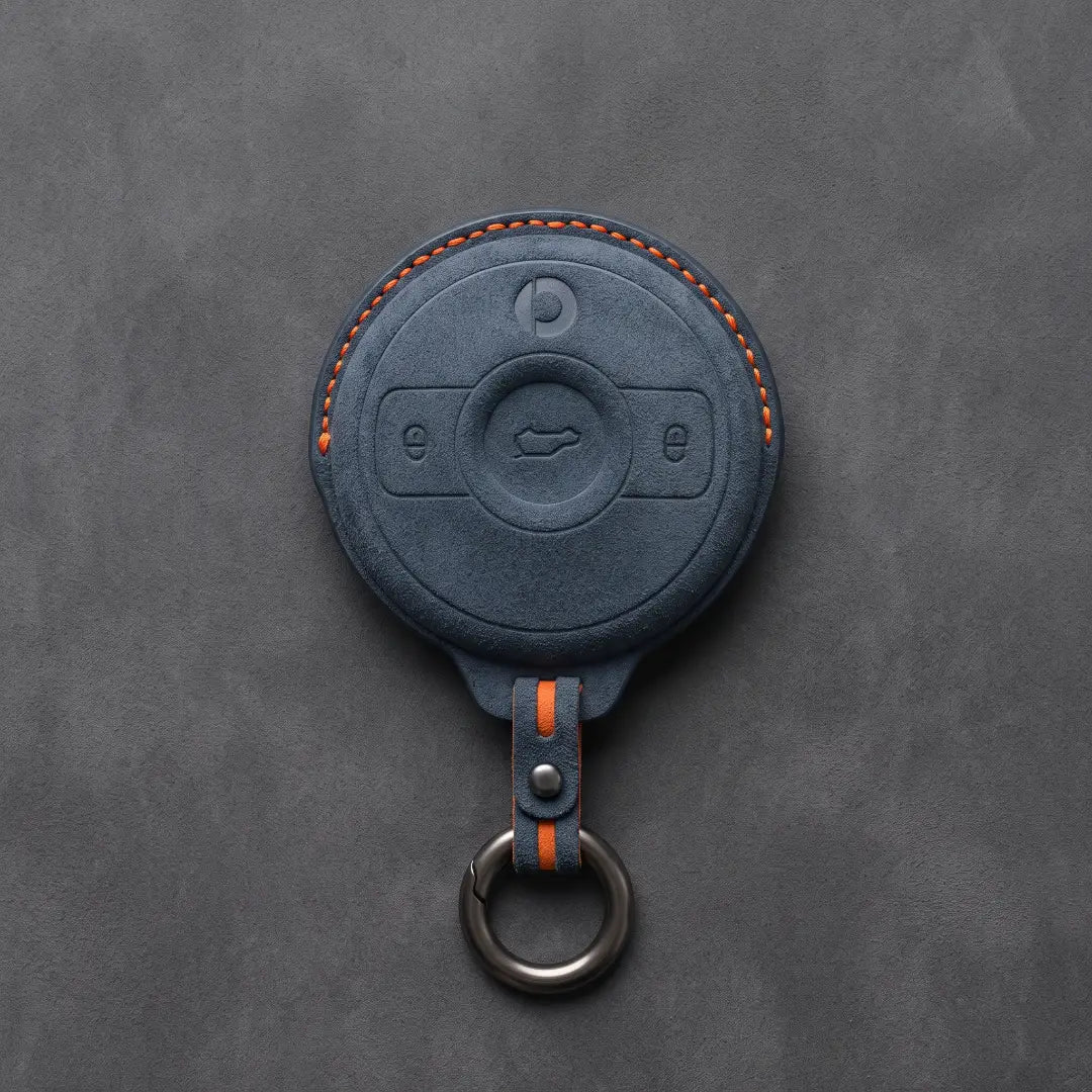 Smart Hand-Stitched Alcantara Key Fob Cover - Smart #1 & #3 Circular Key - Cobalt Blue