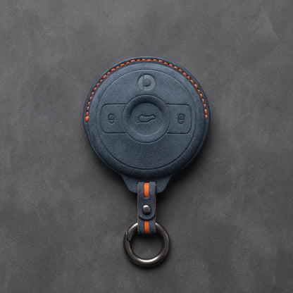 Smart Hand-Stitched Alcantara Key Fob Cover - Smart #1 & #3 Circular Key - Cobalt Blue