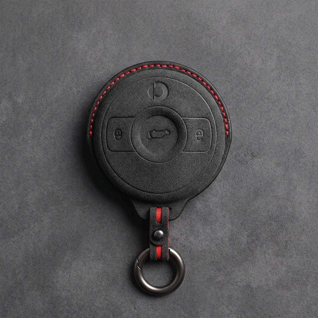Smart Hand-Stitched Alcantara Key Fob Cover - Smart #1 & #3 Circular Key - Dark Charcoal
