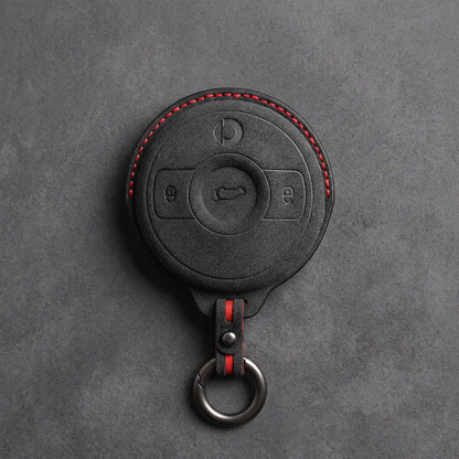 Smart Hand-Stitched Alcantara Key Fob Cover - Smart #1 & #3 Circular Key - Dark Charcoal