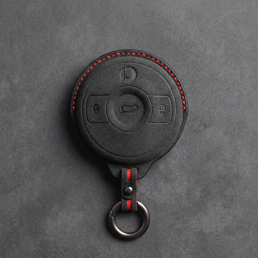 Smart Hand-Stitched Alcantara Key Fob Cover - Smart #1 & #3 Circular Key - Dark Charcoal