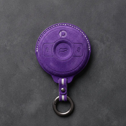 Smart Hand-Stitched Alcantara Key Fob Cover - Smart #1 & #3 Circular Key - Dark Purple