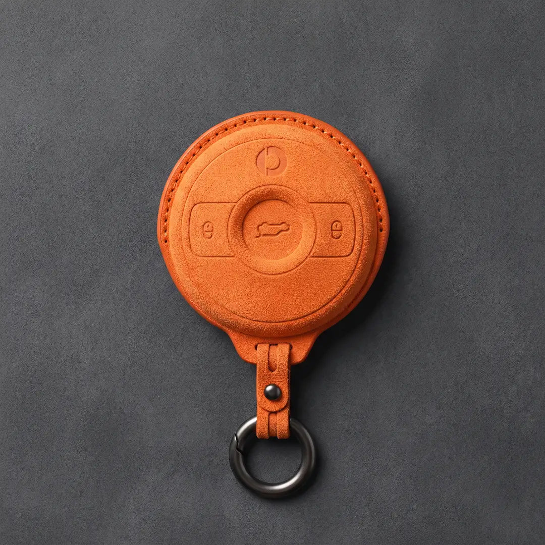 Smart Hand-Stitched Alcantara Key Fob Cover - Smart #1 & #3 Circular Key - Orange