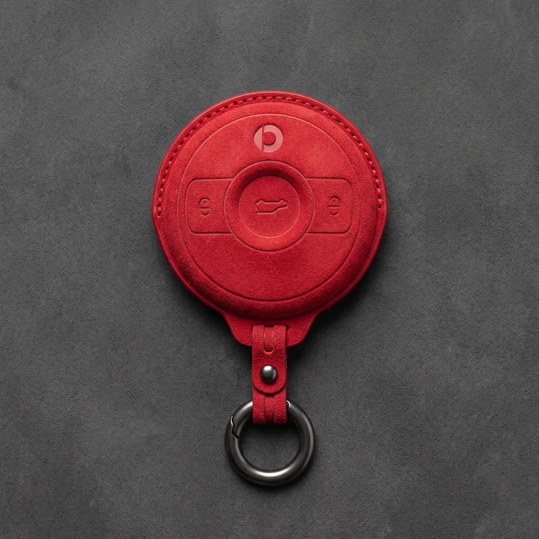 Smart Hand-Stitched Alcantara Key Fob Cover - Smart #1 & #3 Circular Key - Red