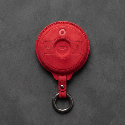 Smart Hand-Stitched Alcantara Key Fob Cover - Smart #1 & #3 Circular Key - Red