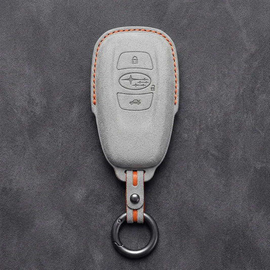 Subaru Hand-Stitched Alcantara Key Fob Cover – Symmetric 3-Button Fob - White