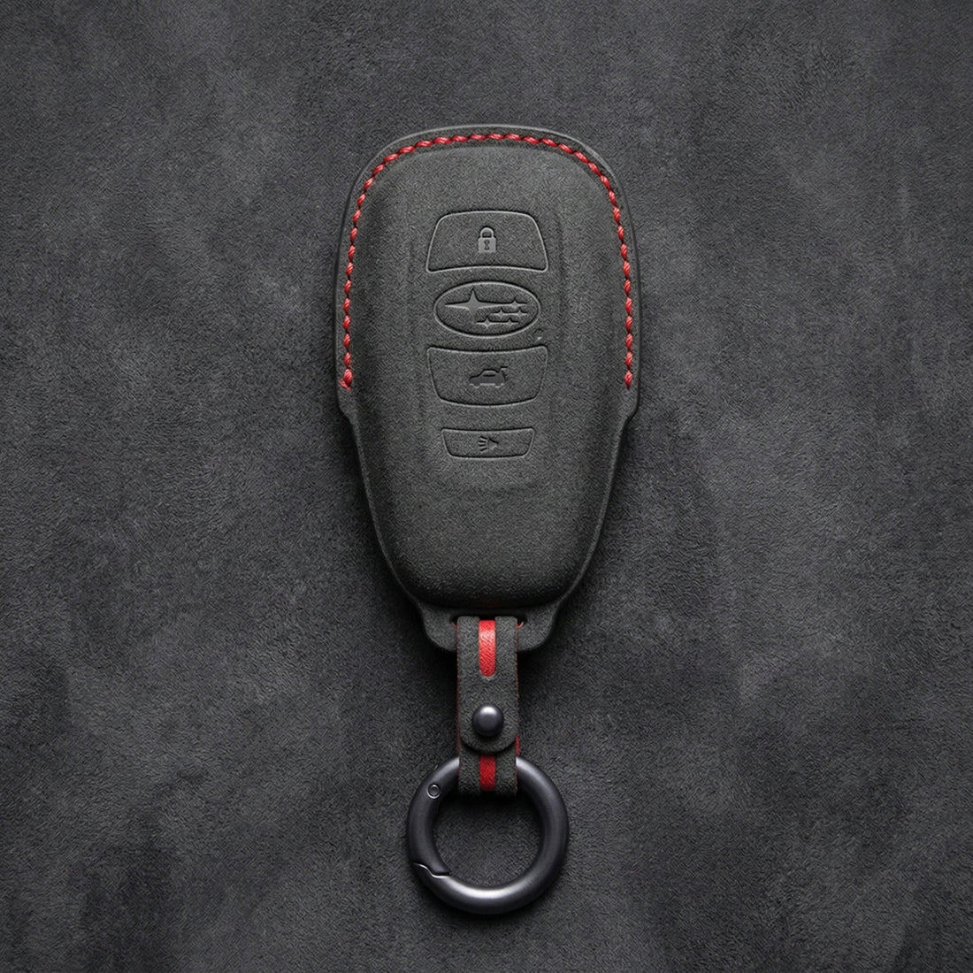 Subaru Hand - Stitched Alcantara Key Fob Cover – Symmetric Smart Fob - Dark charcoal