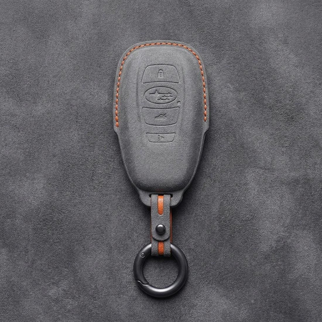 Subaru Hand - Stitched Alcantara Key Fob Cover – Symmetric Smart Fob - Dark gray