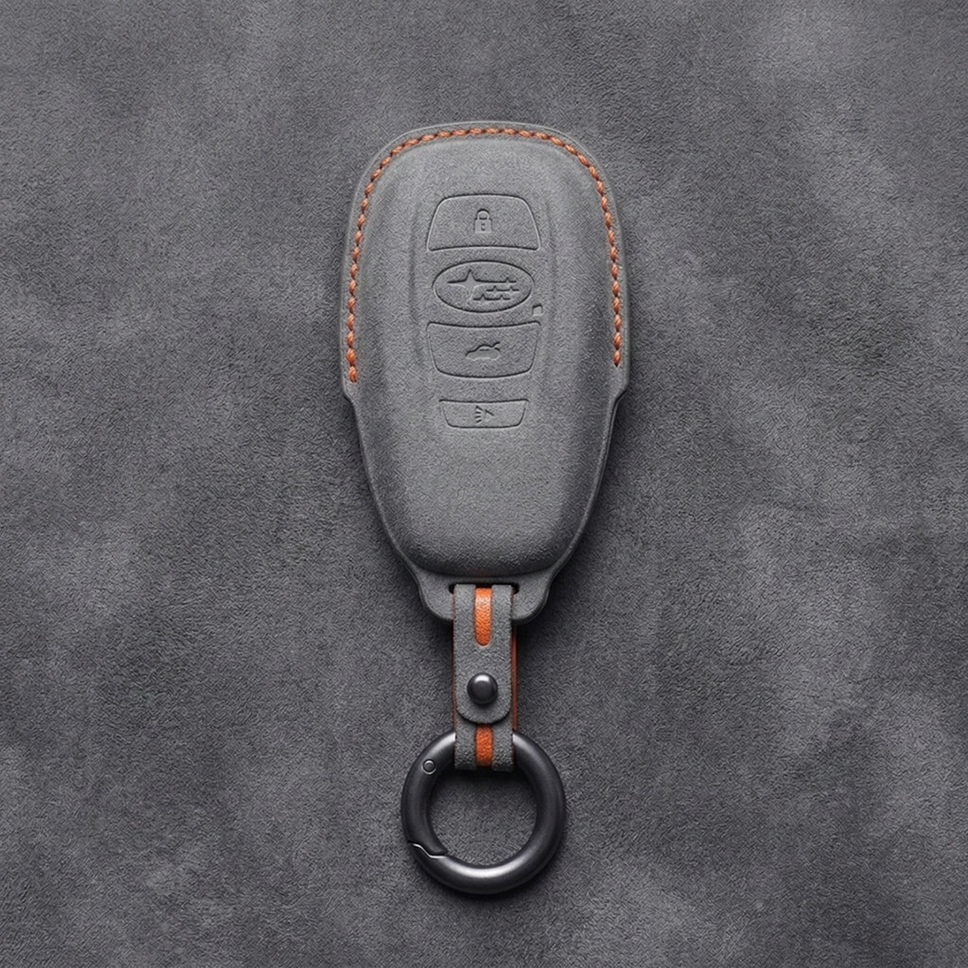 Subaru Hand - Stitched Alcantara Key Fob Cover – Symmetric Smart Fob - Dark gray